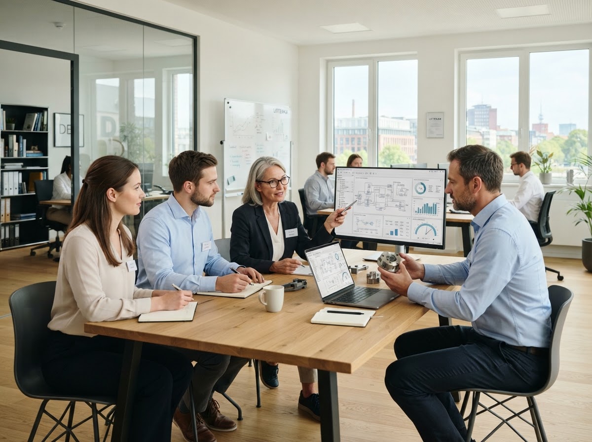 Chain Lotemax team reviewing capital forecasting data
